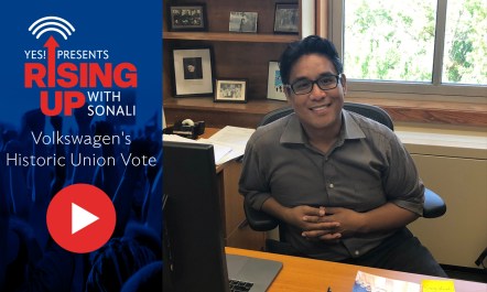 Labor expert Cedric de Leon, a professor of sociology and labor studies at the University of Massachusetts Amherst, spoke with YES! Senior Editor Sonali Kolhatkar on YES! Presents: Rising Up With Sonali, putting UAW’s Volkswagen victory into context.